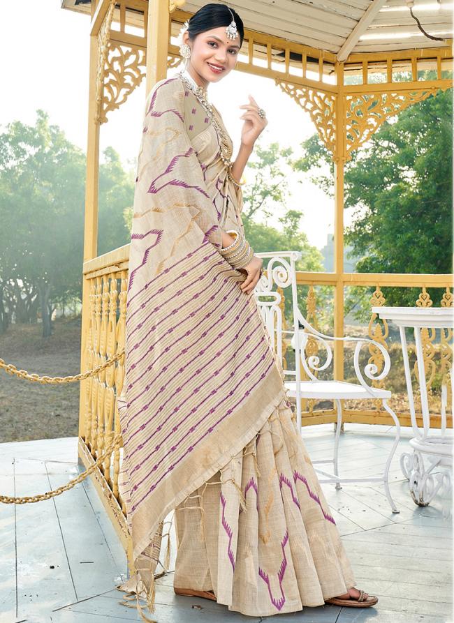 Cotton Purple Party Wear Printed Saree